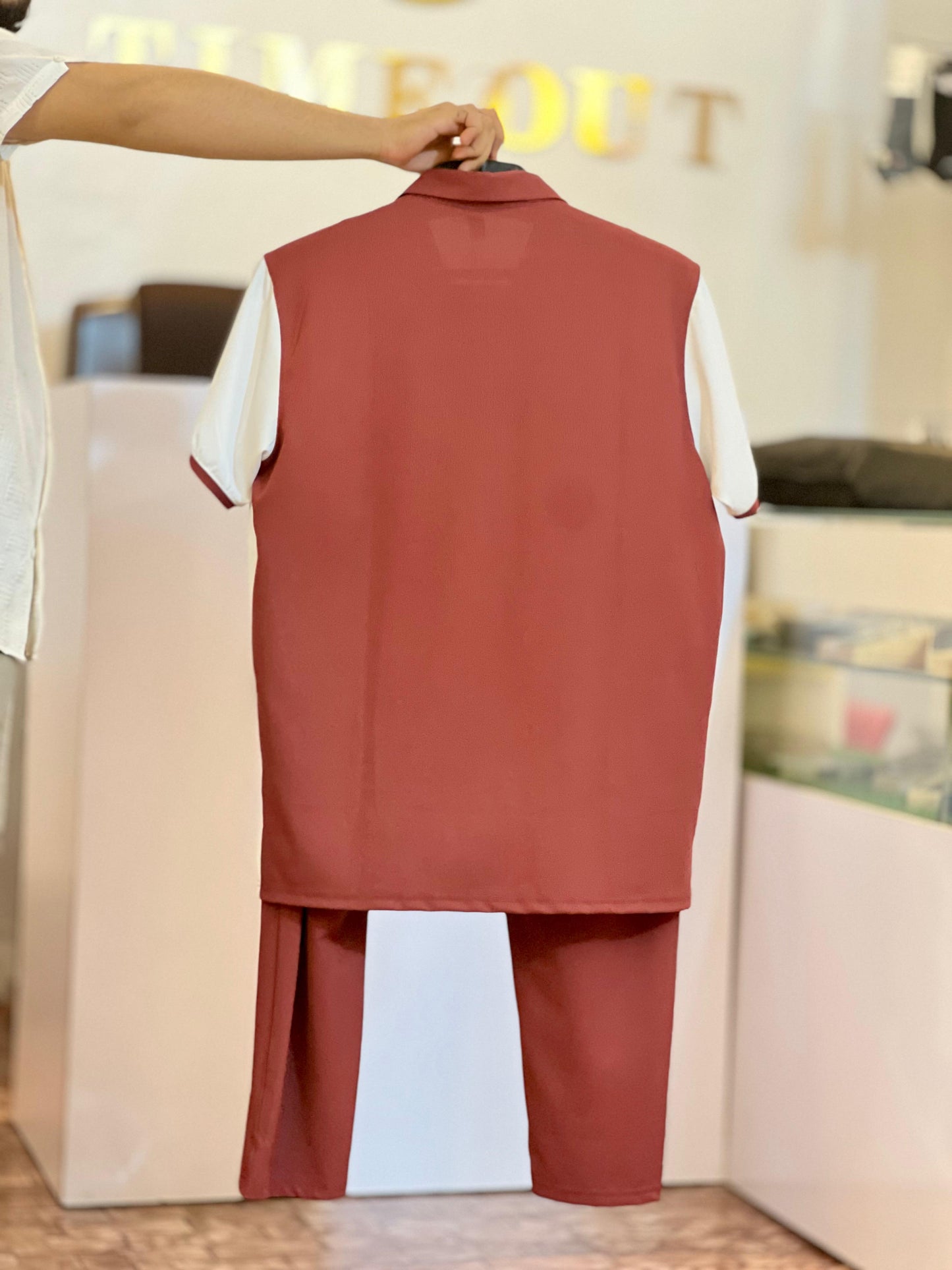 Men's BOSS Maroon & White Summer Tracksuit