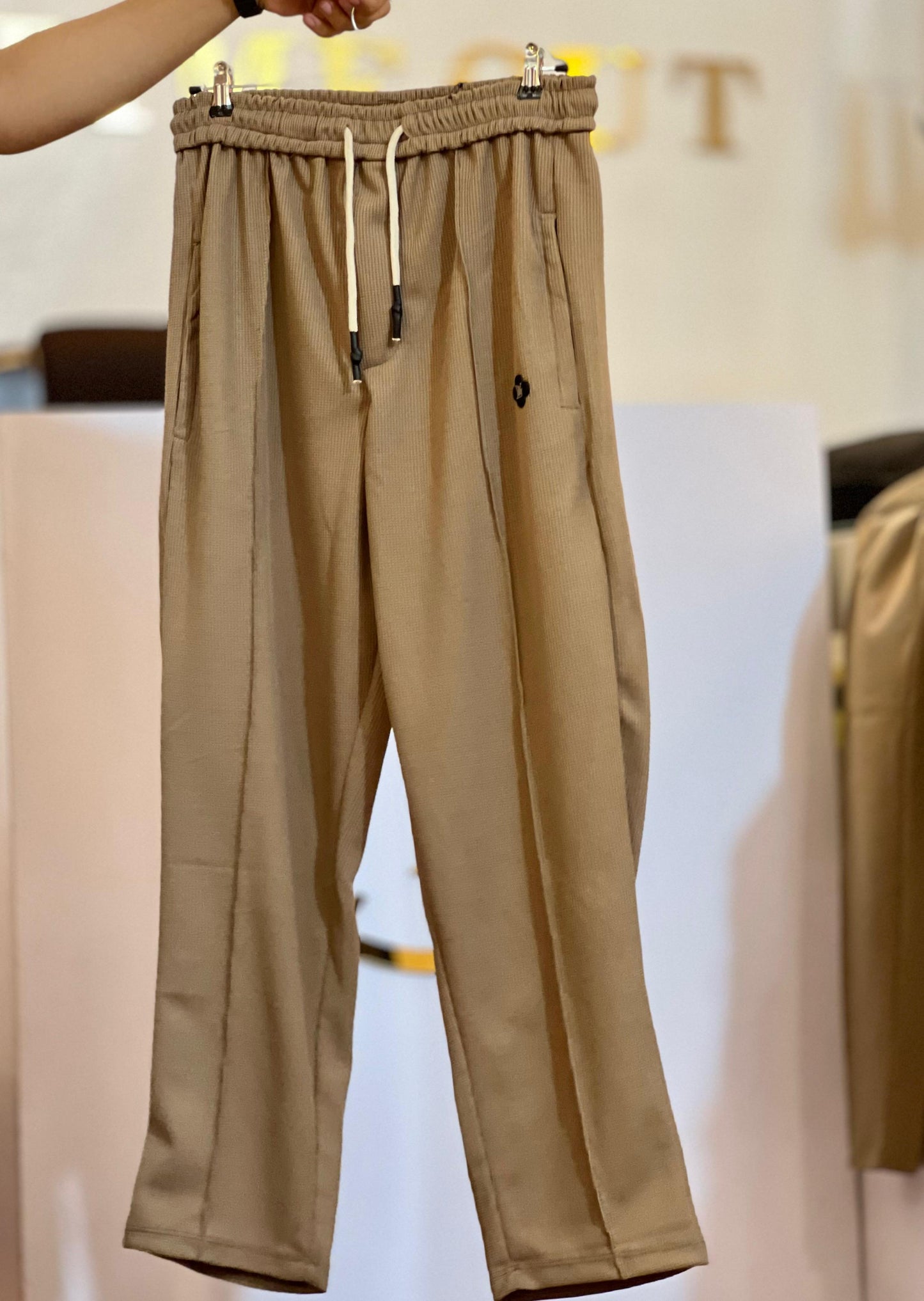 Casual Ribbed Curtain Linings Lounge Trousers