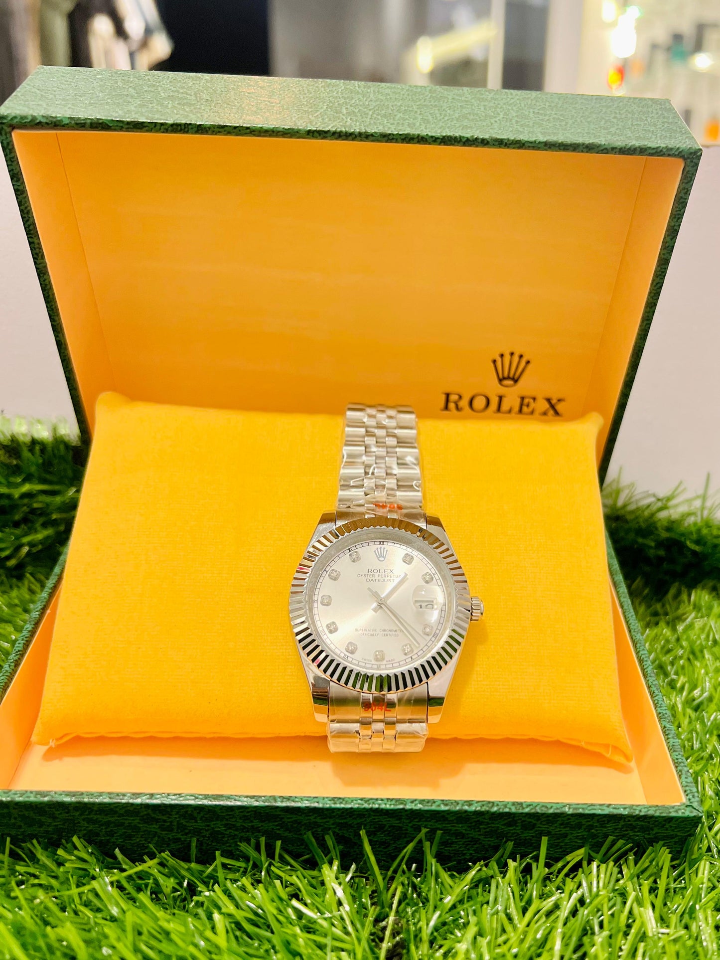 Automatic Stone Date Just Watch Silver White