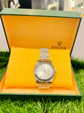 Automatic Stone Date Just Watch Silver White