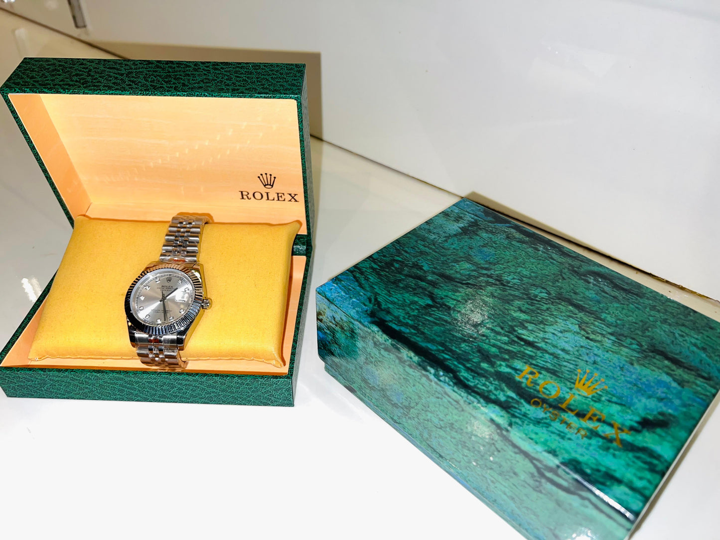 Automatic Stone Date Just Watch Silver White